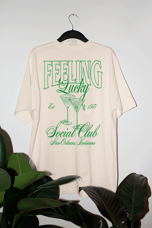 Feeling Lucky NOLA Social Club Oversized T-Shirt: L/XL / Ivory