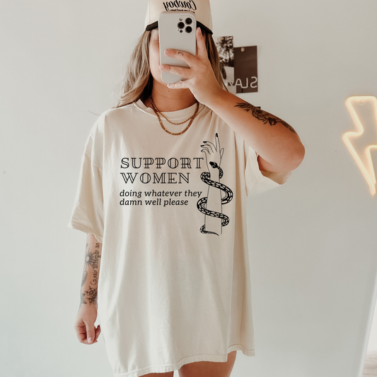 Support Women Feminist Grunge Comfort Colors Graphic Tee: Medium